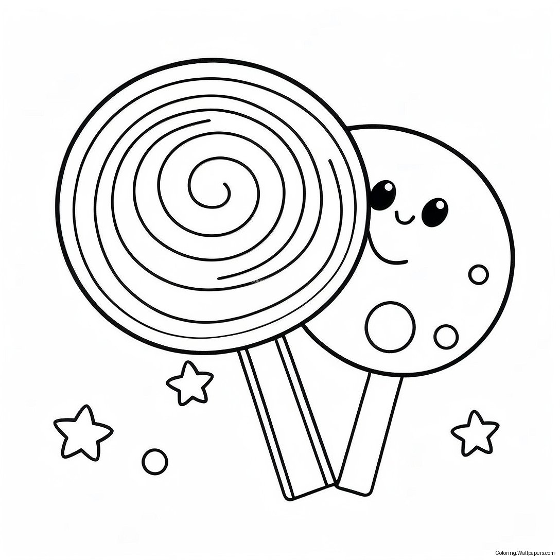 Adorable Kawaii Lollipop Coloring Page 37523