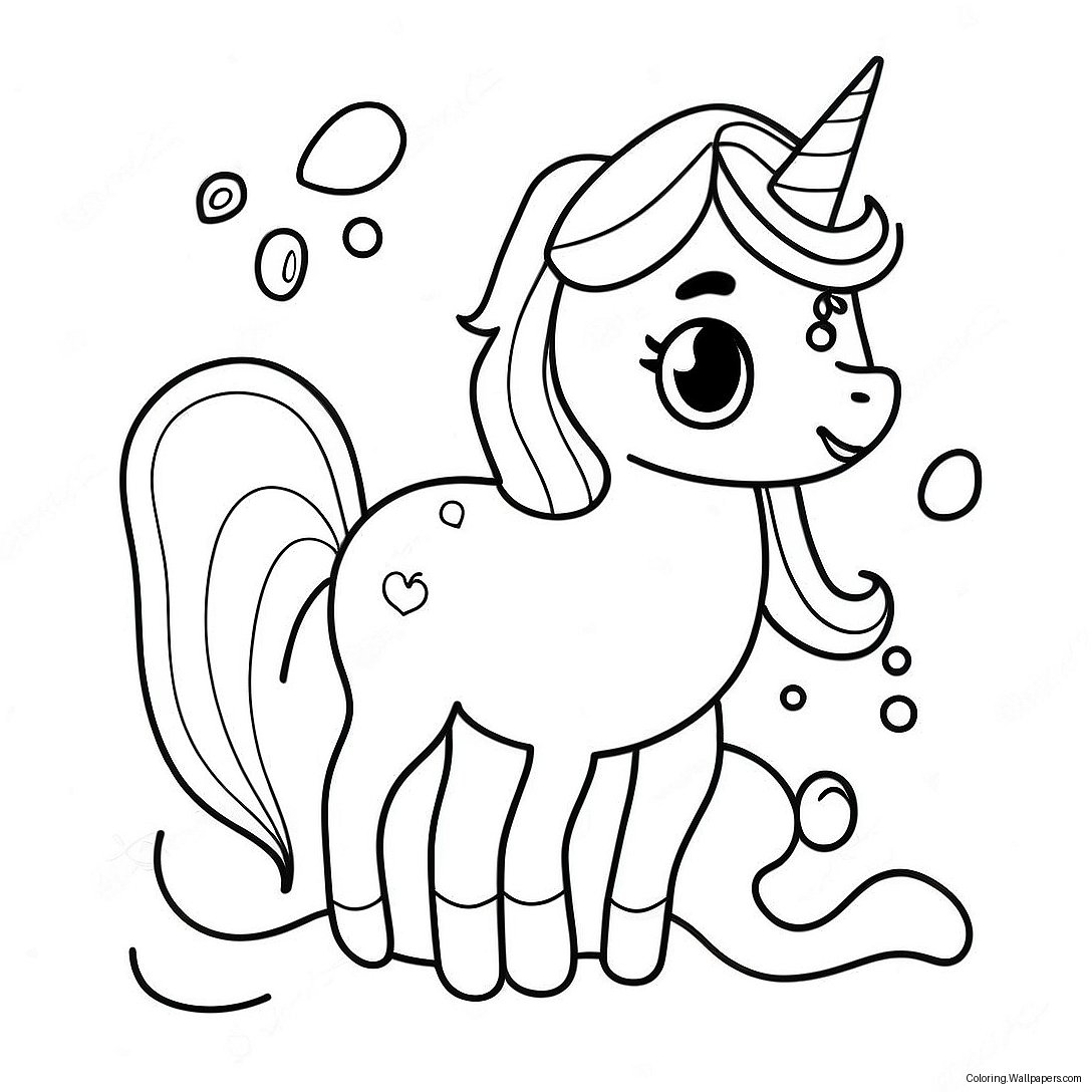 Página Para Colorear De Una Adorable Sirena Unicornio 24615