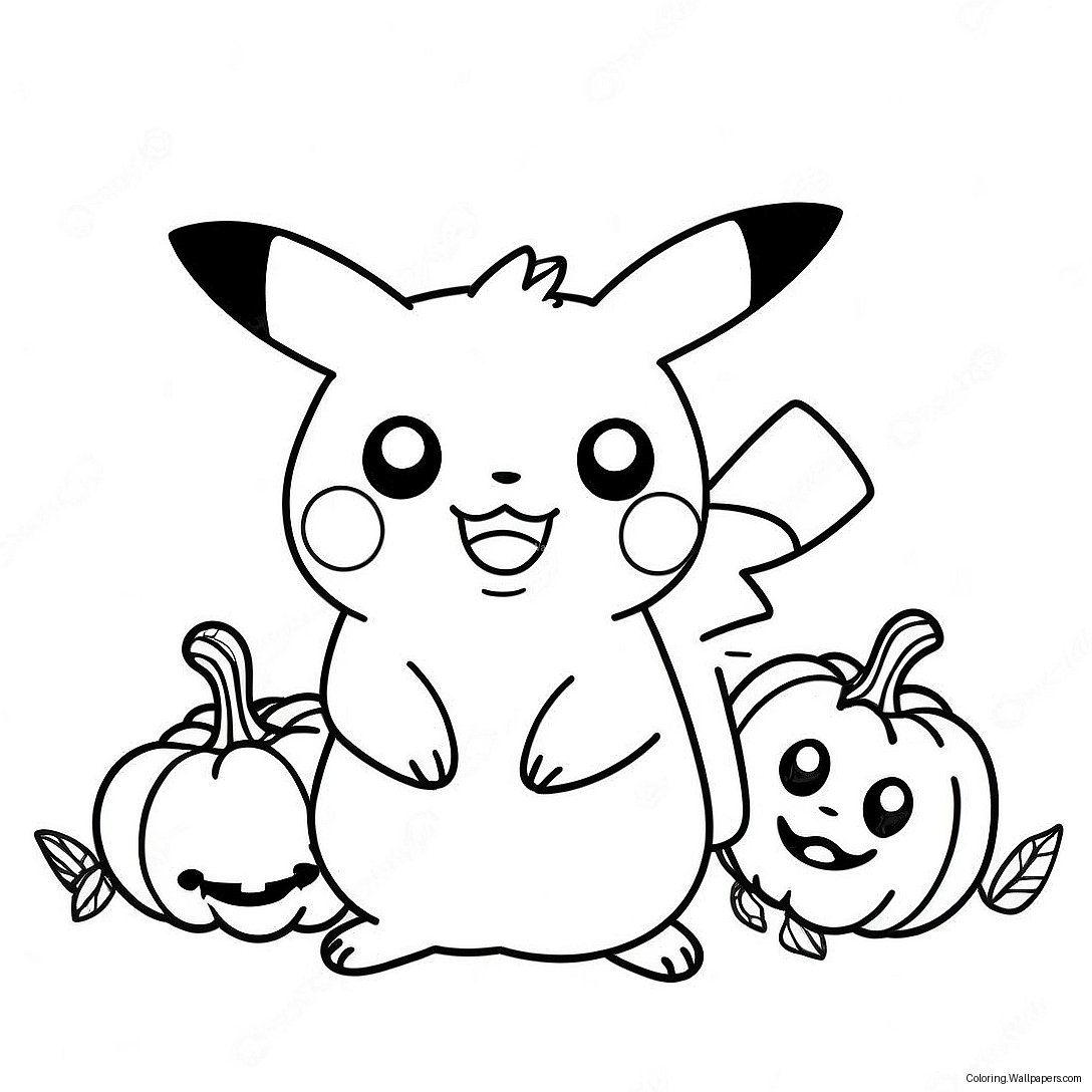 Adorable Pikachu In A Pumpkin Coloring Page 22985