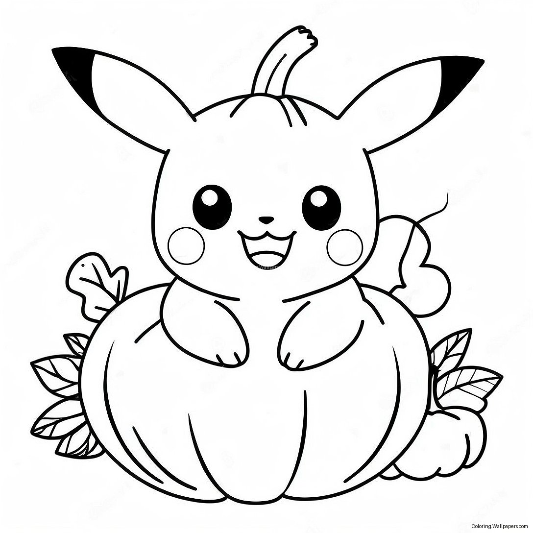 Adorable Pikachu In A Pumpkin Coloring Page 22986