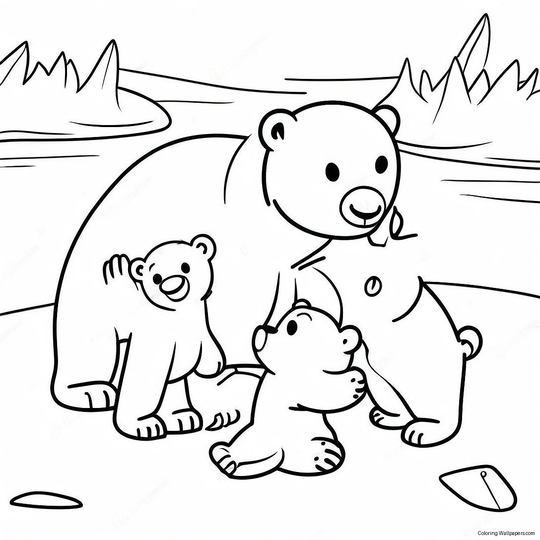 Adorable Famille D'ours Polaires À Colorier 27353