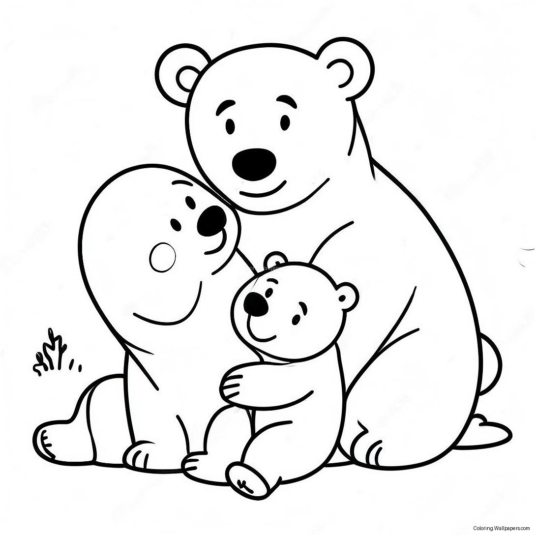 Adorable Famille D'ours Polaires À Colorier 27355