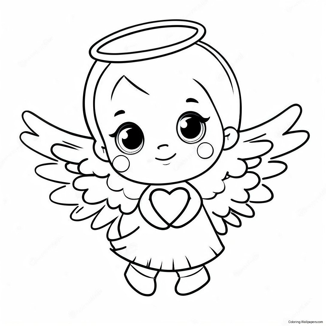 Adorable Precious Moments Angel With Heart Coloring Page 45023