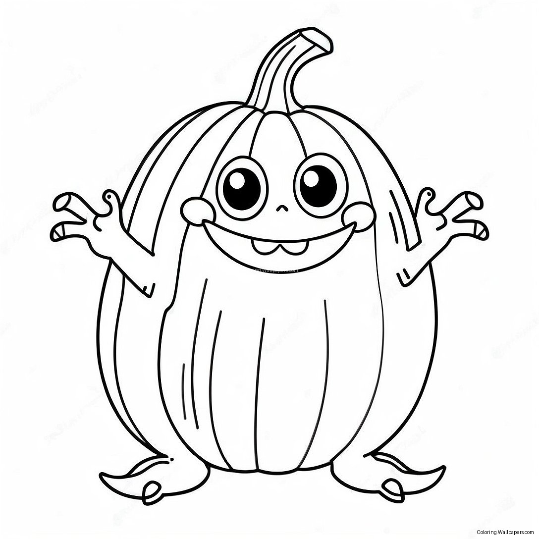 Adorable Pumpkin Monster Coloring Page 38847