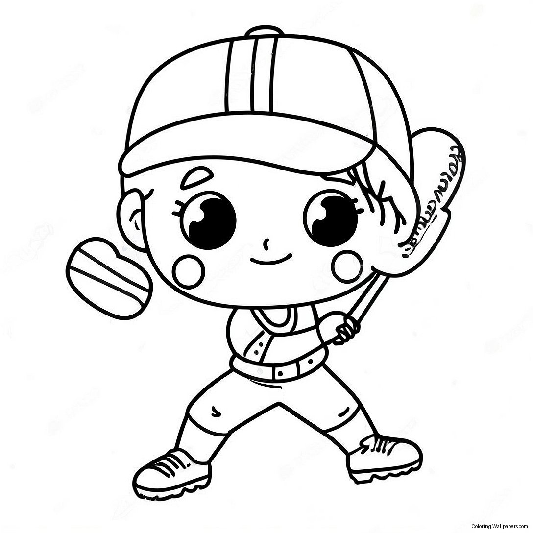 Página Para Colorear De Jugadora De Softball Adorable 14645