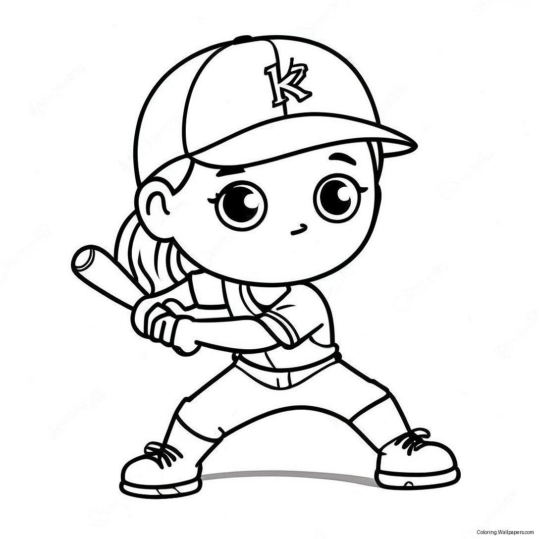 Adorable Softball Player Coloring Page 14646