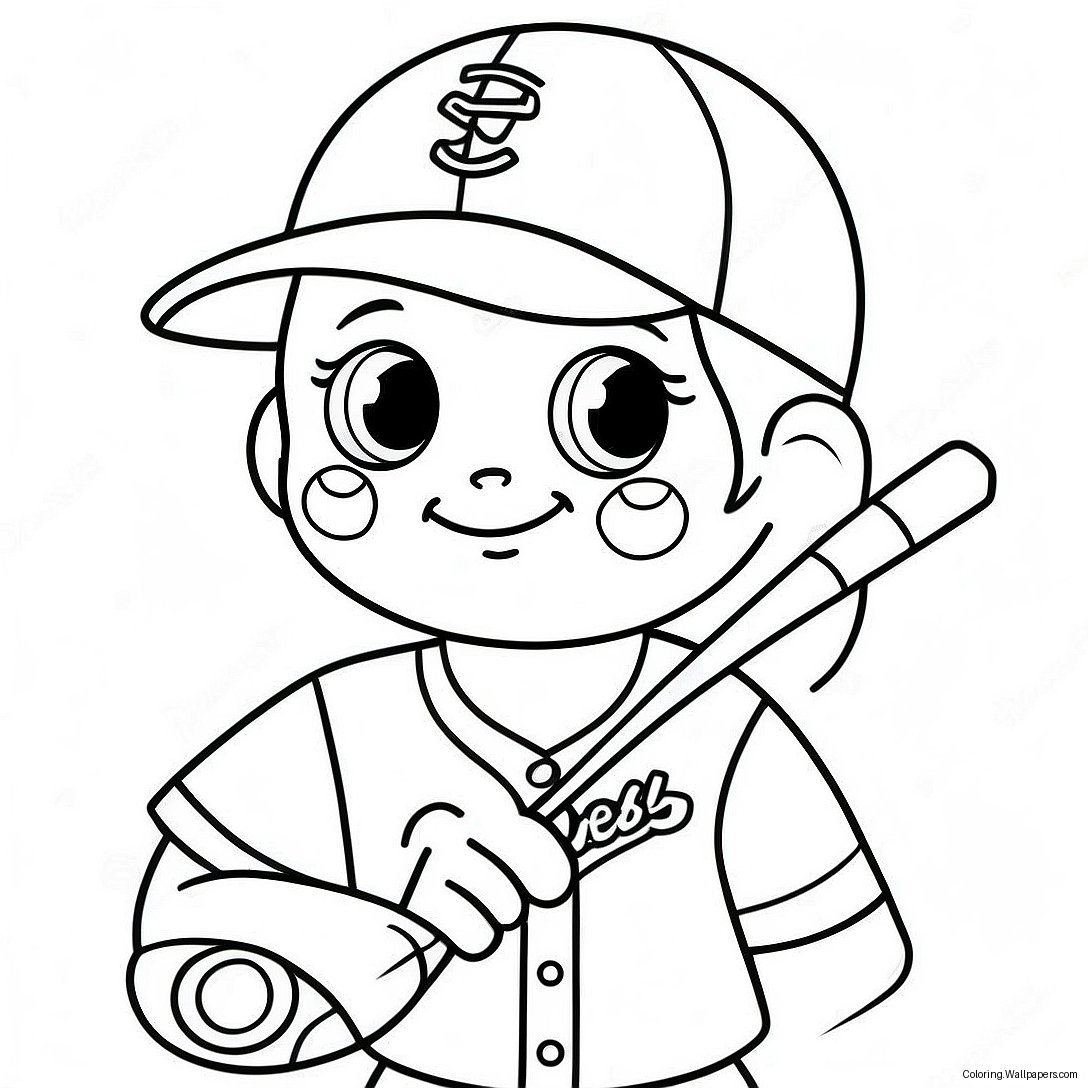 Adorable Softball Player Coloring Page 14648