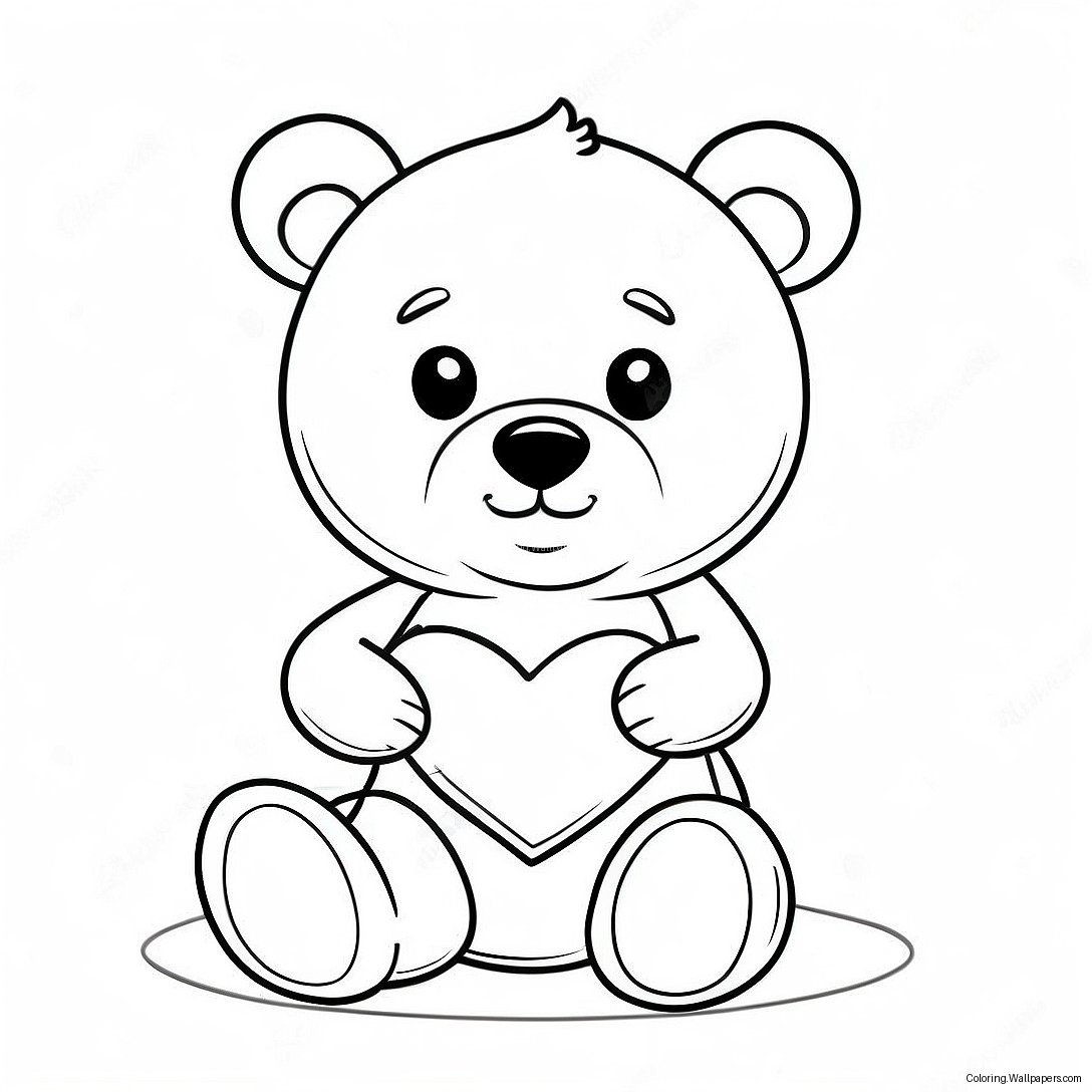 Página Para Colorear De Un Oso De Peluche Adorable Sentado Con Un Corazón 28250