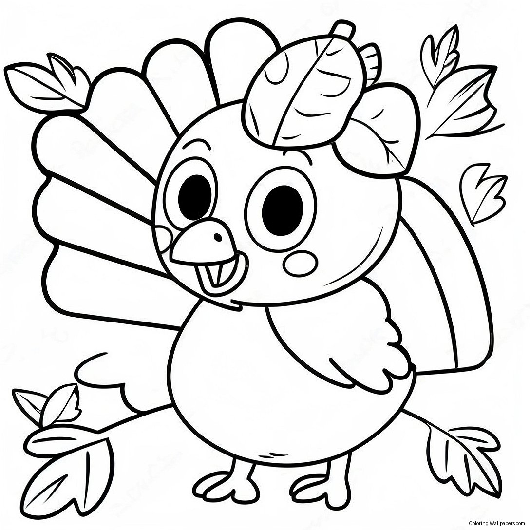 Adorable Turkey With Fall Leaves Coloring Page 19547