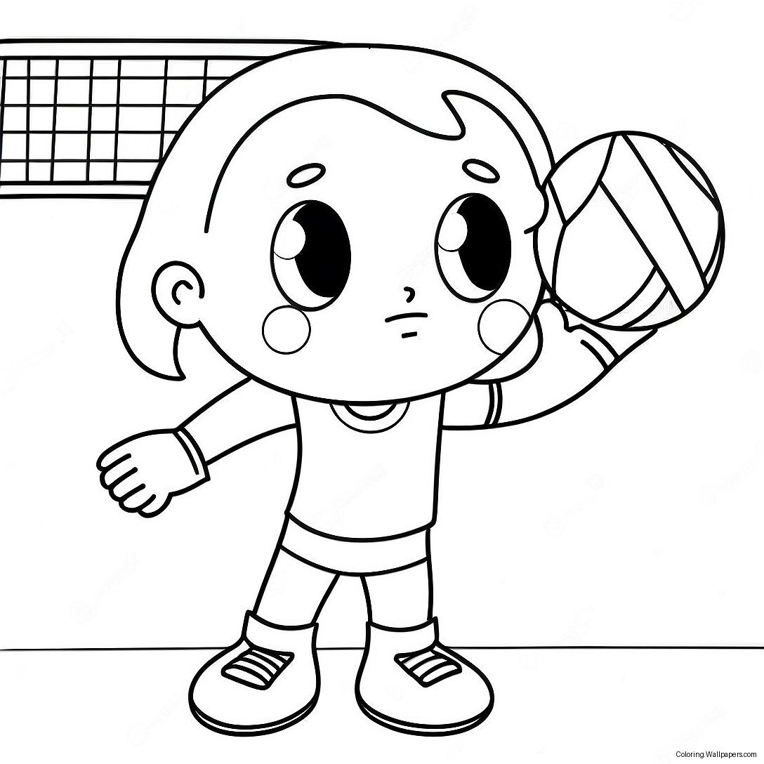 Adorable Volleyball Player Coloring Page 53525