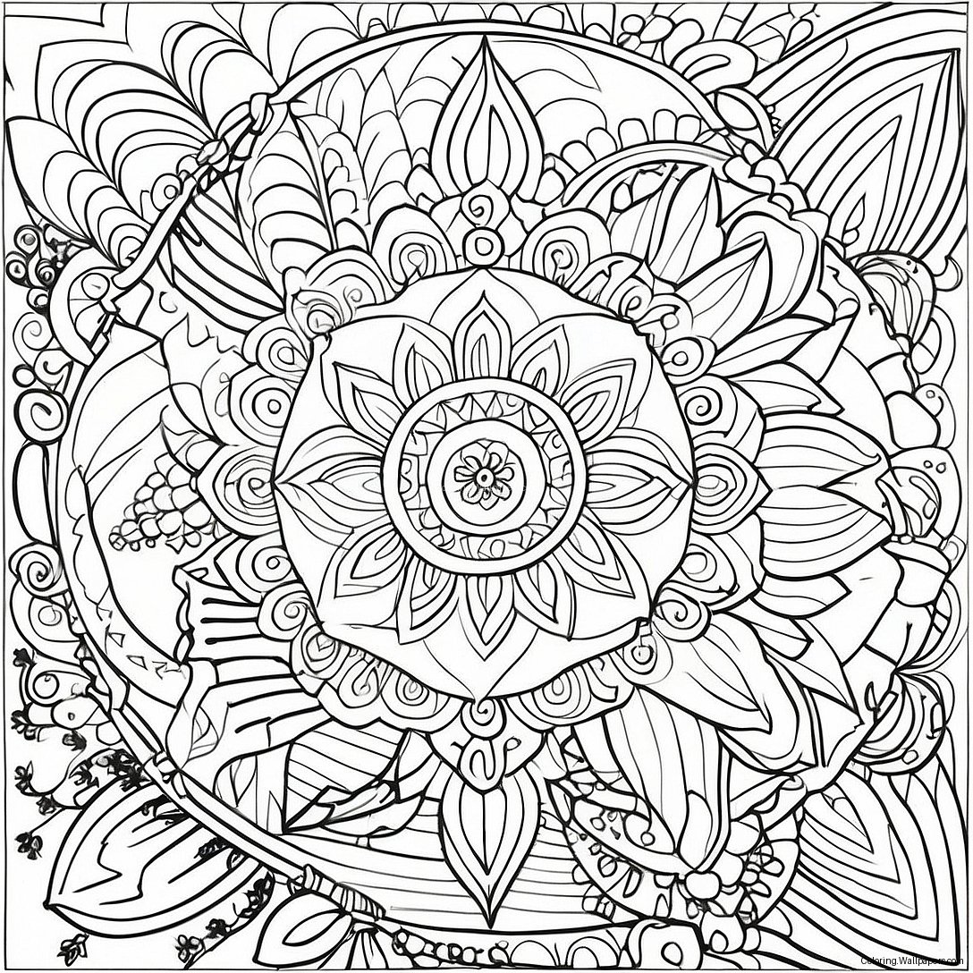 Vuxen Mandala Färgläggningssida 3712