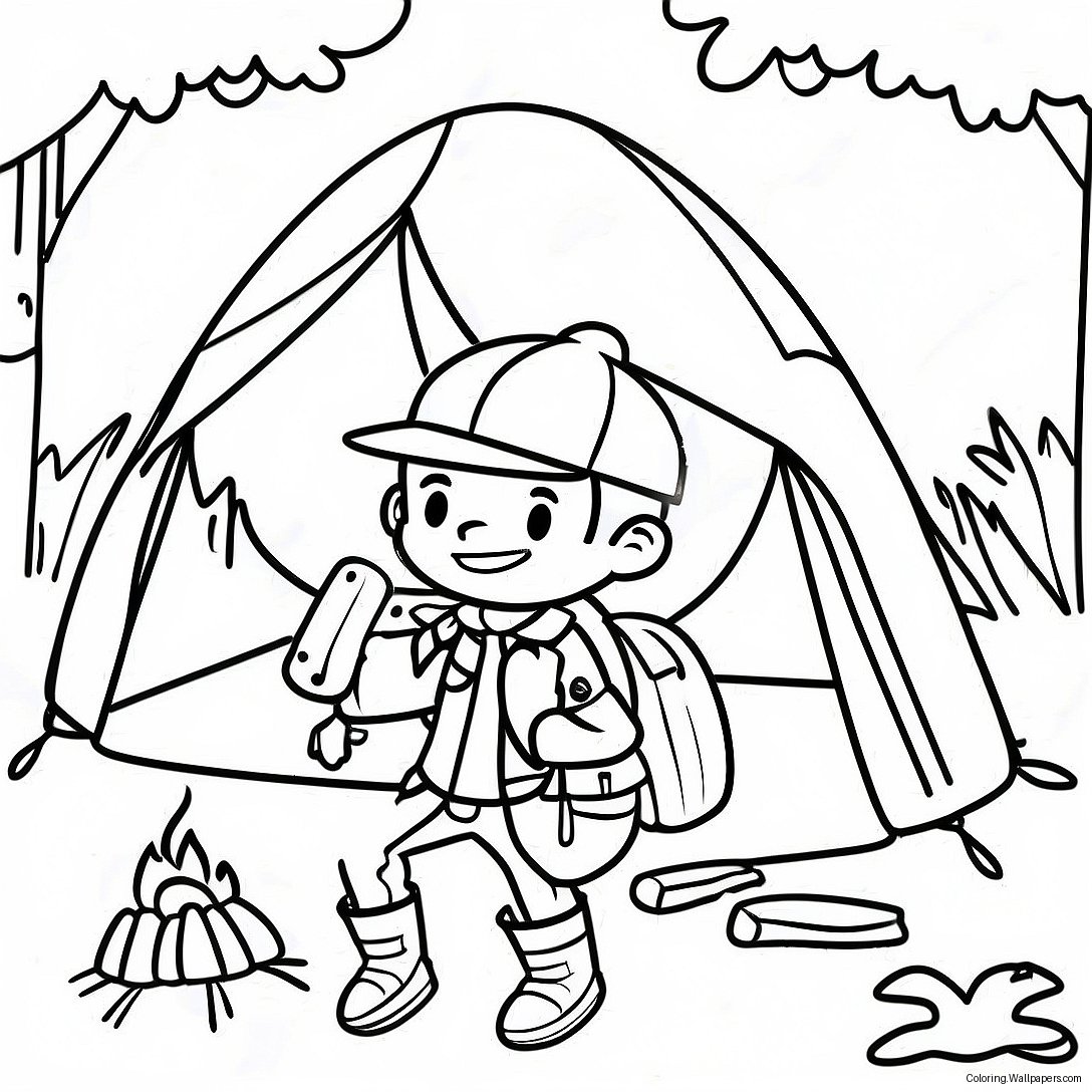 Adventure Boy Scouts Camping Coloring Page 31898