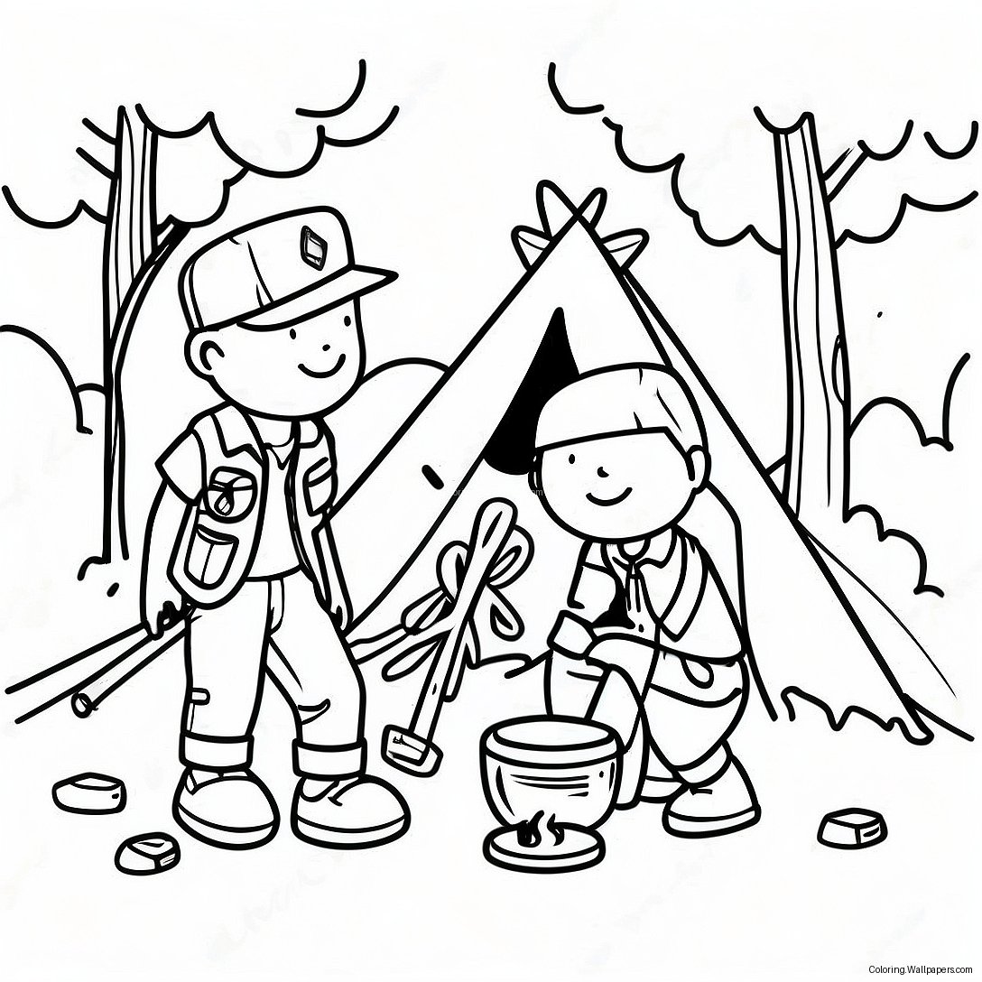 Adventure Boy Scouts Camping Coloring Page 31899