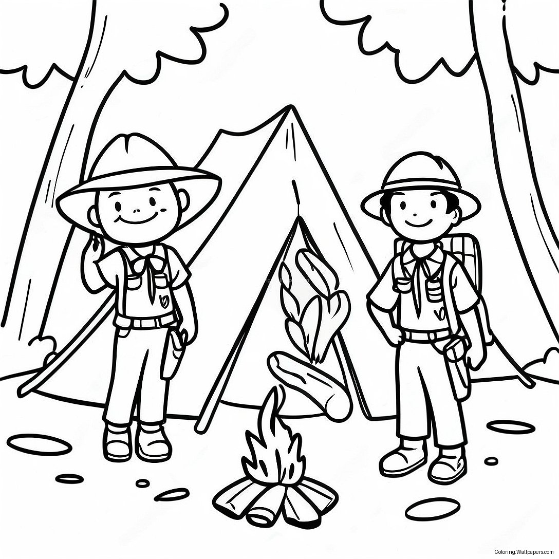 Adventure Boy Scouts Camping Coloring Page 31900