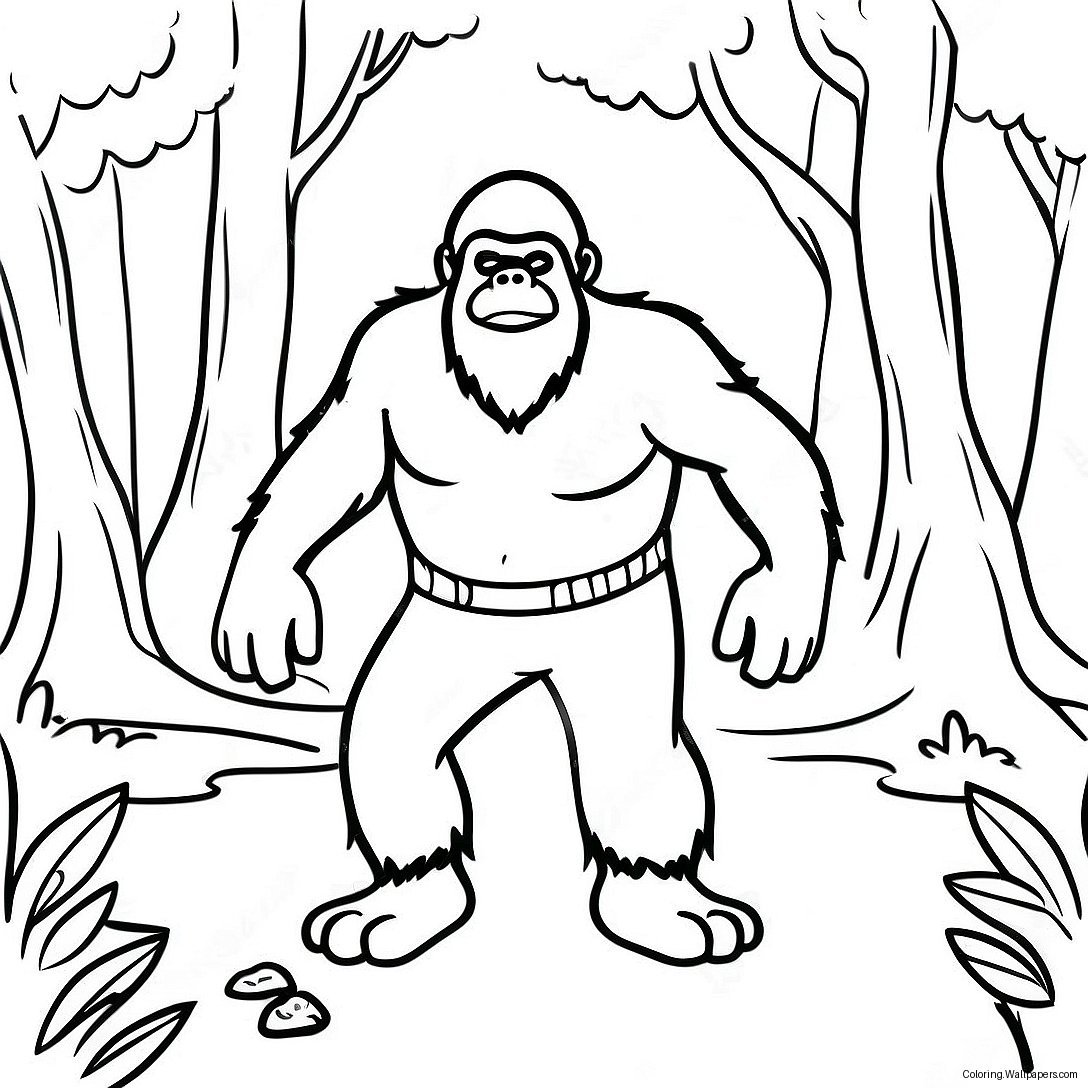 Página Para Colorear De Bigfoot Aventurero En El Bosque 6699