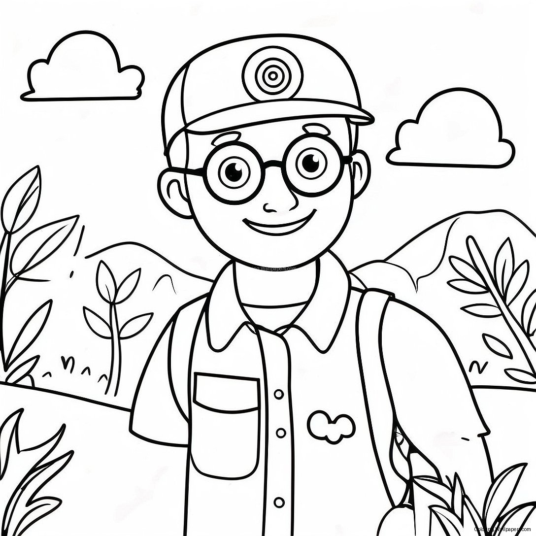 Adventurous Blippi Exploring Nature Coloring Page 12866