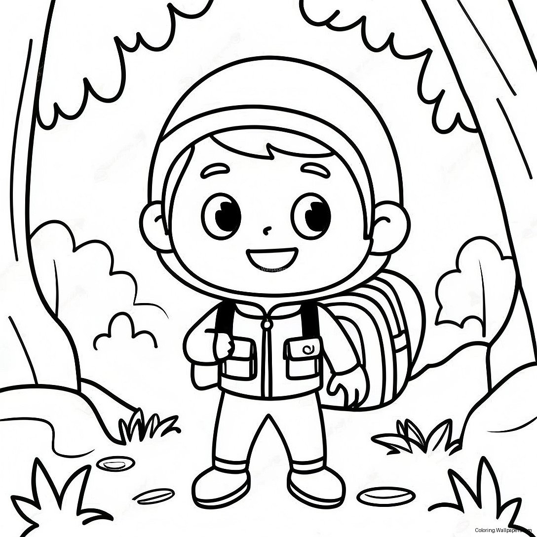 Adventurous Boy Exploring A Forest Coloring Page 38632