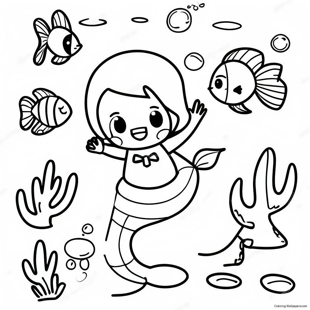 Página Para Colorear De Un Niño Sirena Aventurero Explorando Arrecifes De Coral 23805