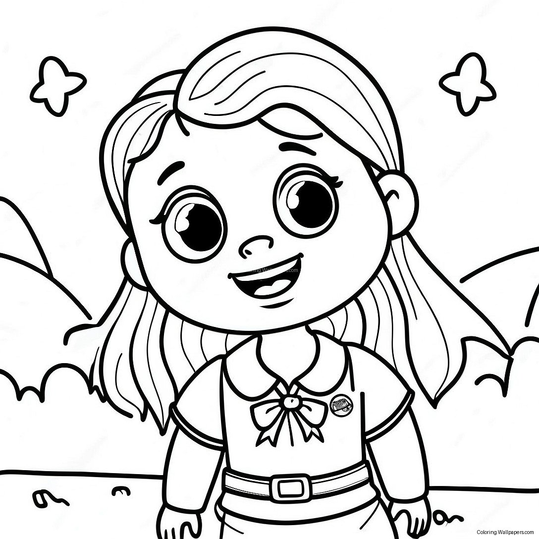 Adventurous Brownie Girl Scout Coloring Page 44687