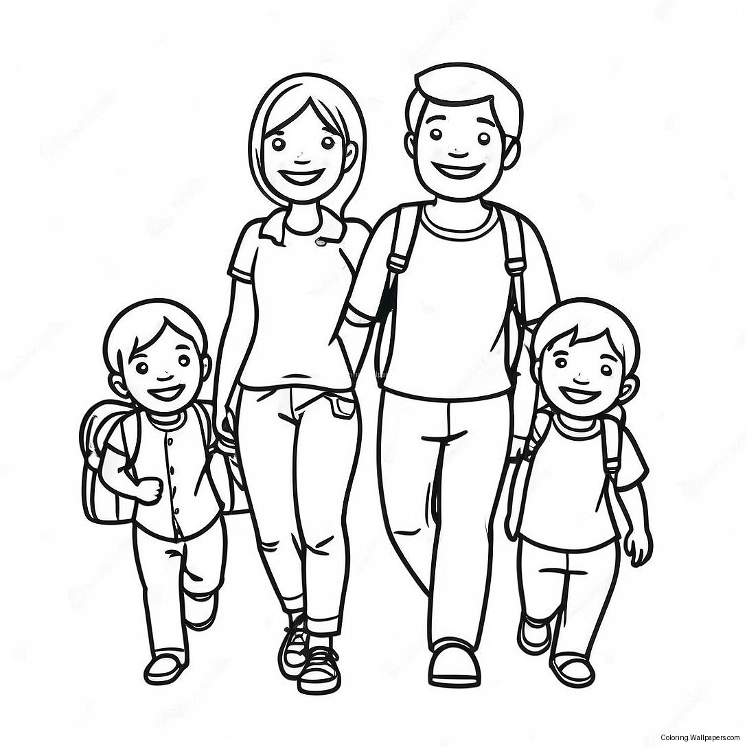 Adventurous Family Of 5 Coloring Page 33065