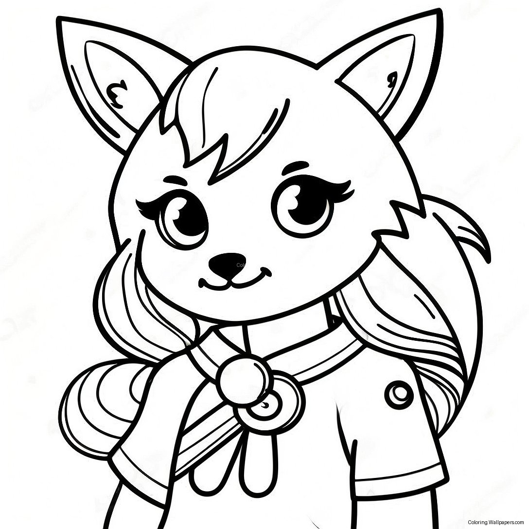 Adventurous Fox Anime Girl Coloring Page 34037