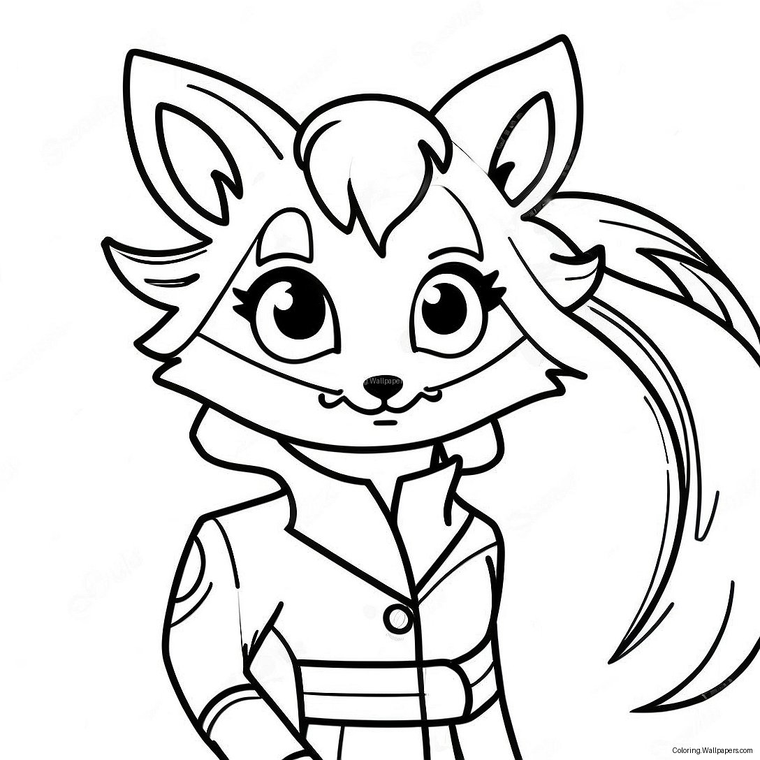 Adventurous Fox Anime Girl Coloring Page 34039