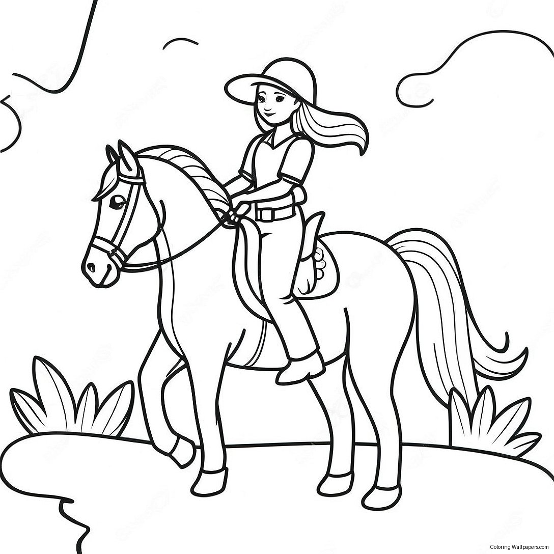 Adventurous Girl On Horseback Coloring Page 39827