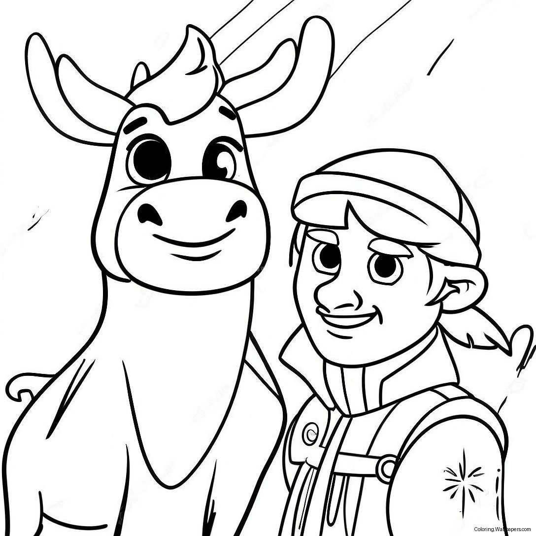 Adventurous Kristoff And Sven Coloring Page 41426