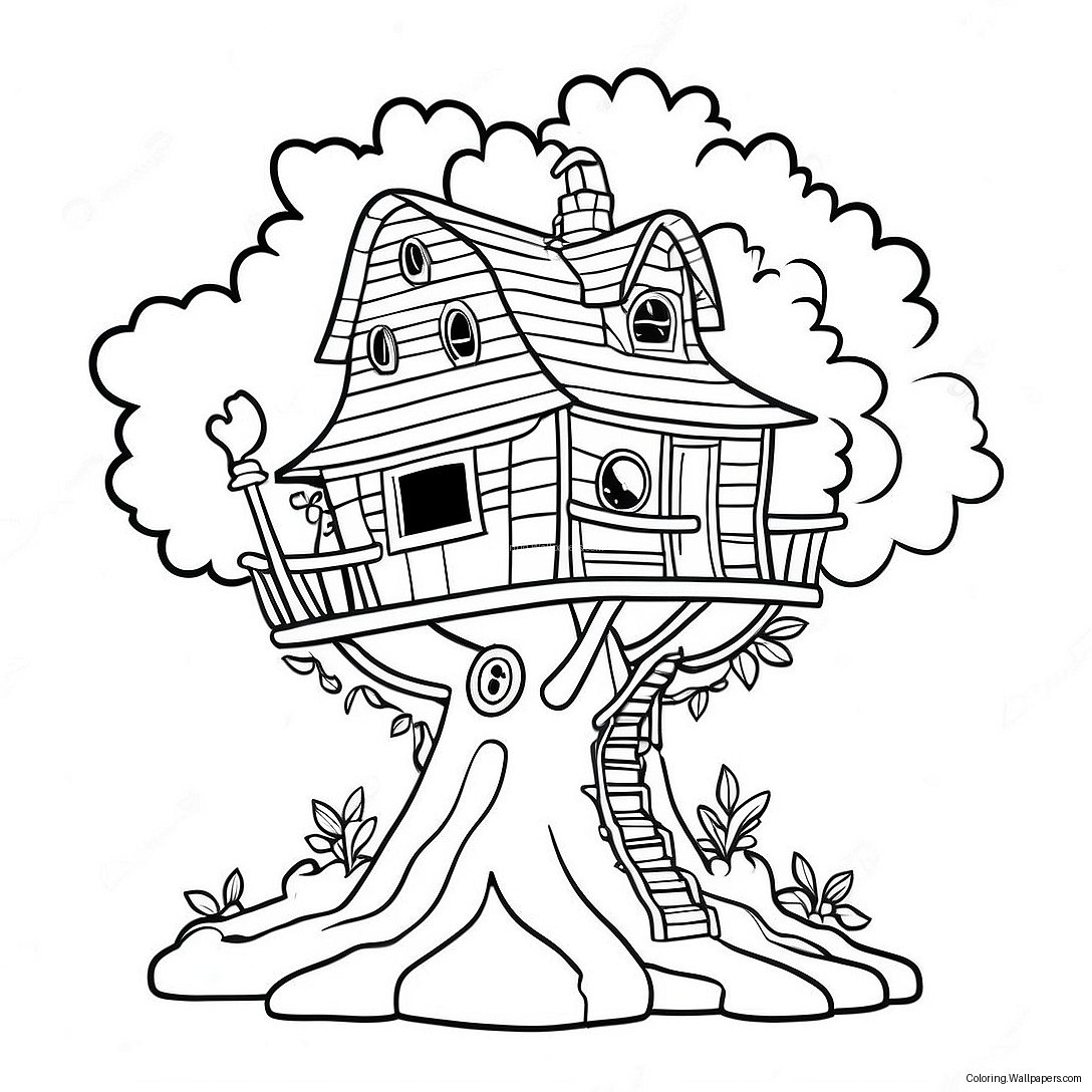 Adventurous Magic Treehouse Coloring Page 44313