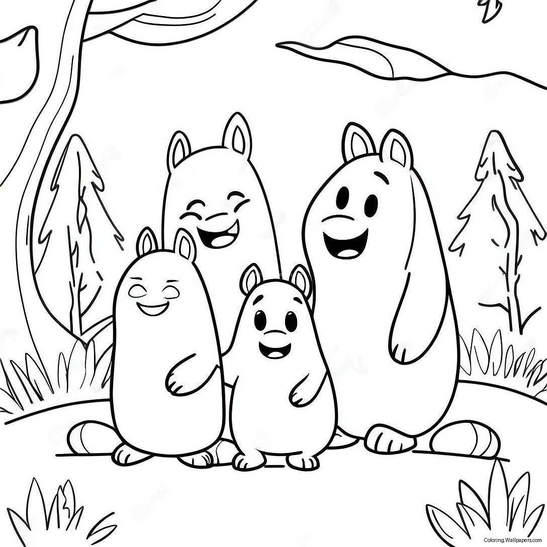 Abenteuerliche Moomin Familie Ausmalbild 44452