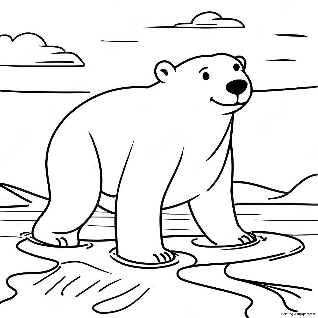 Adventurous Polar Bear Swimming Coloring Page 30589