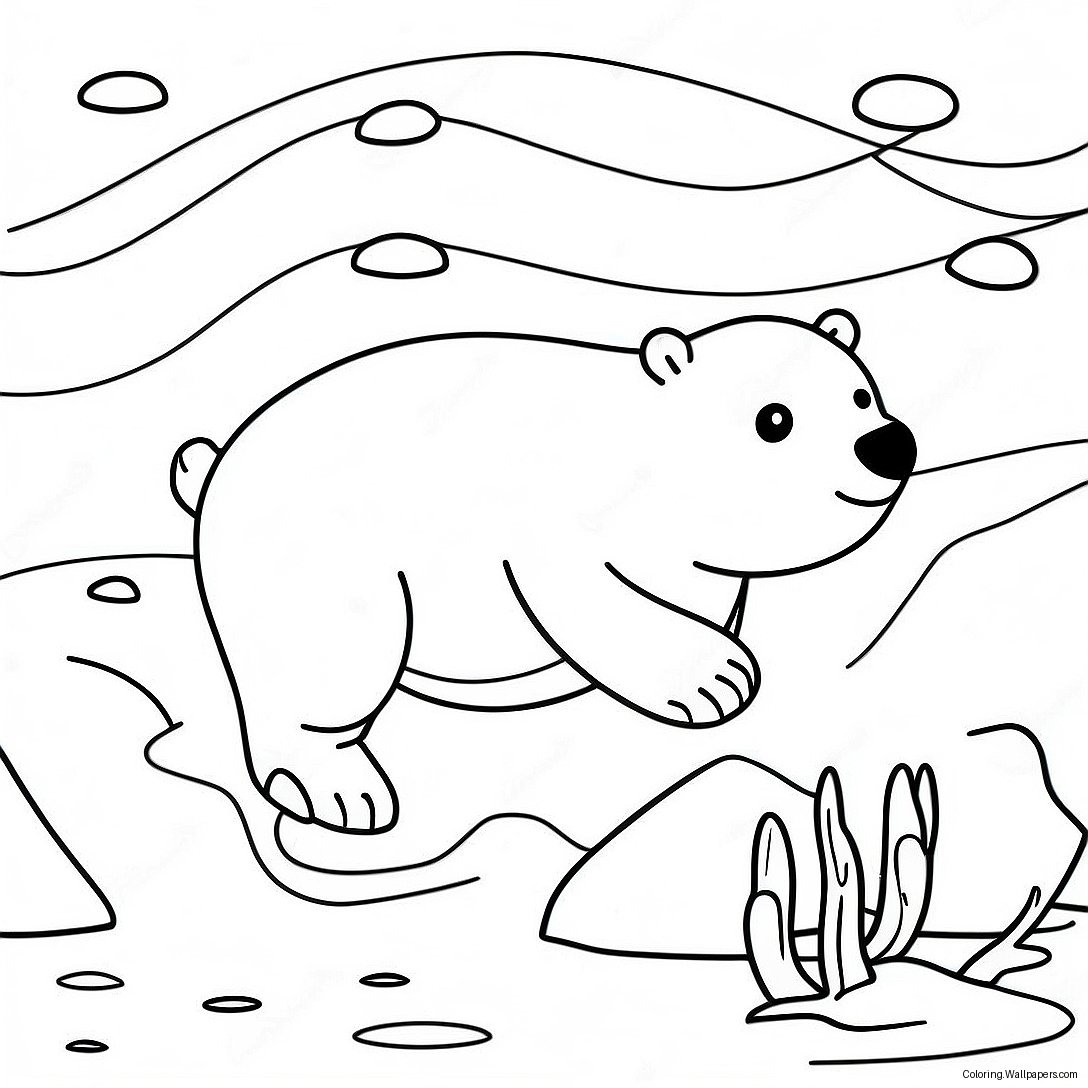 Adventurous Polar Bear Swimming Coloring Page 30590