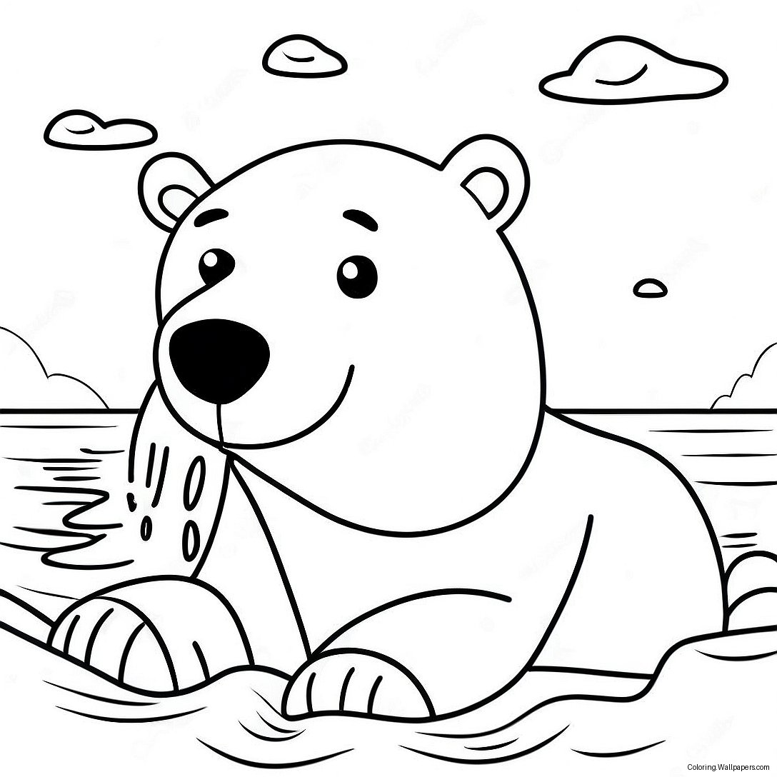 Adventurous Polar Bear Swimming Coloring Page 30591