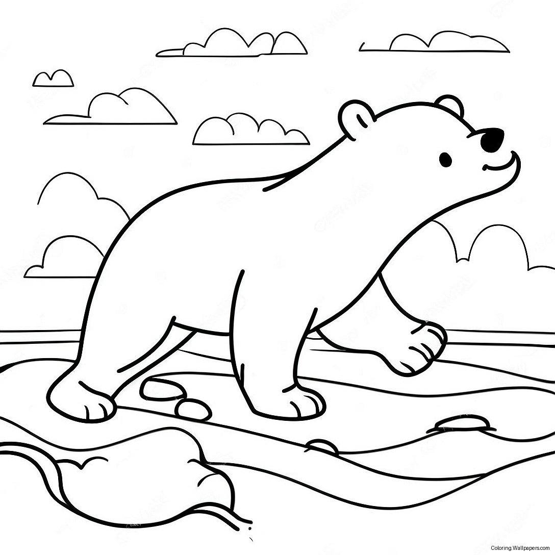 Adventurous Polar Bear Swimming Coloring Page 30592