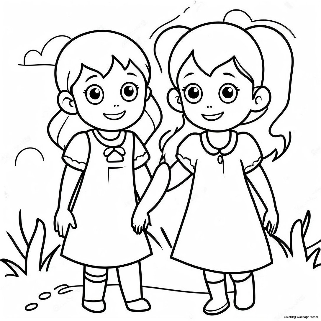 Adventurous Sisters Exploring Coloring Page 20215