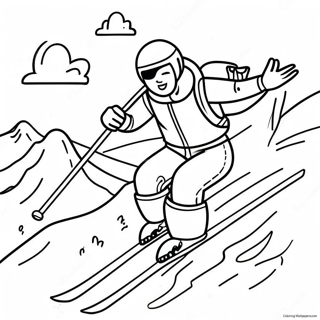 Page À Colorier De Ski Aventureux 8858