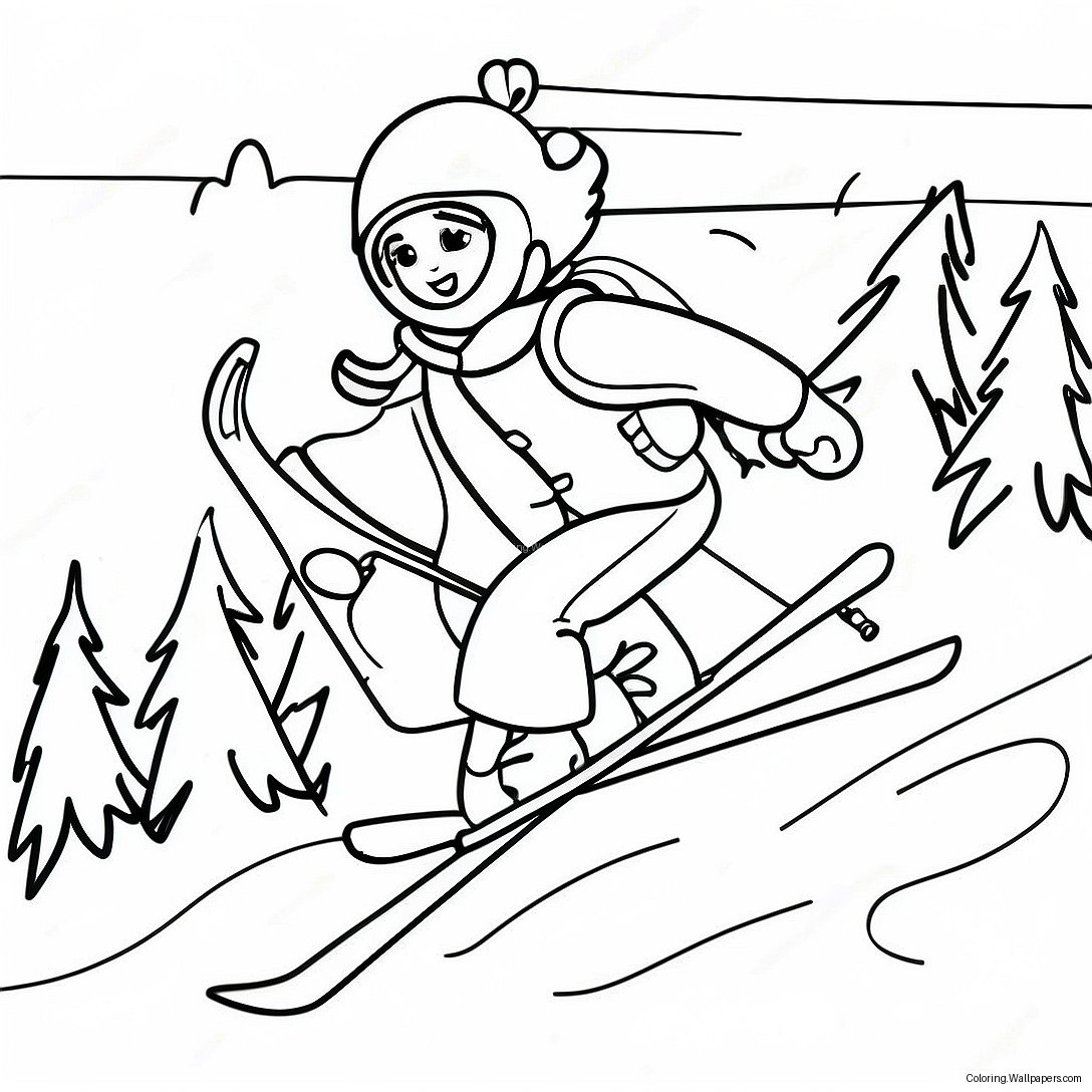 Page À Colorier De Ski Aventureux 8859