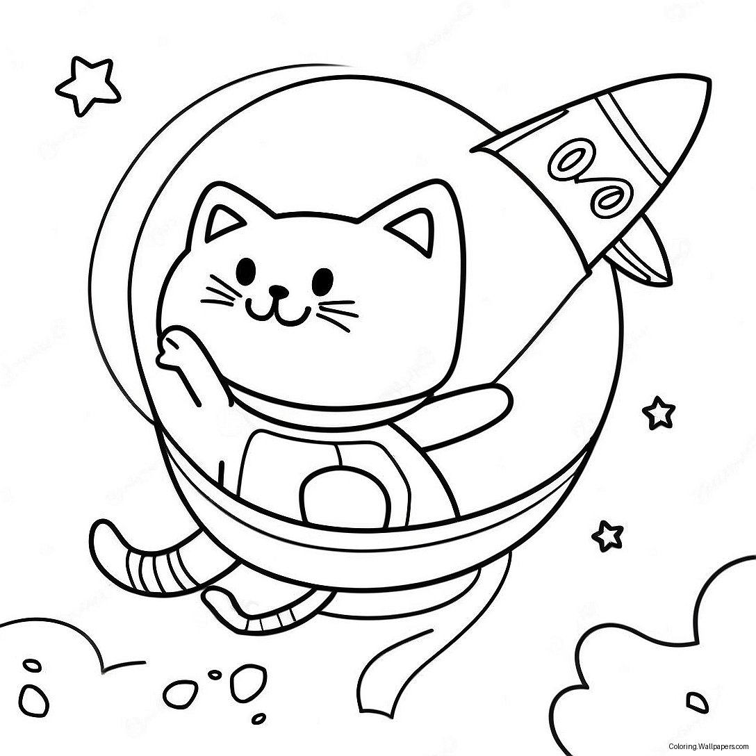 Page À Colorier Chat De L'espace Aventurier Dans Une Fusée 23401