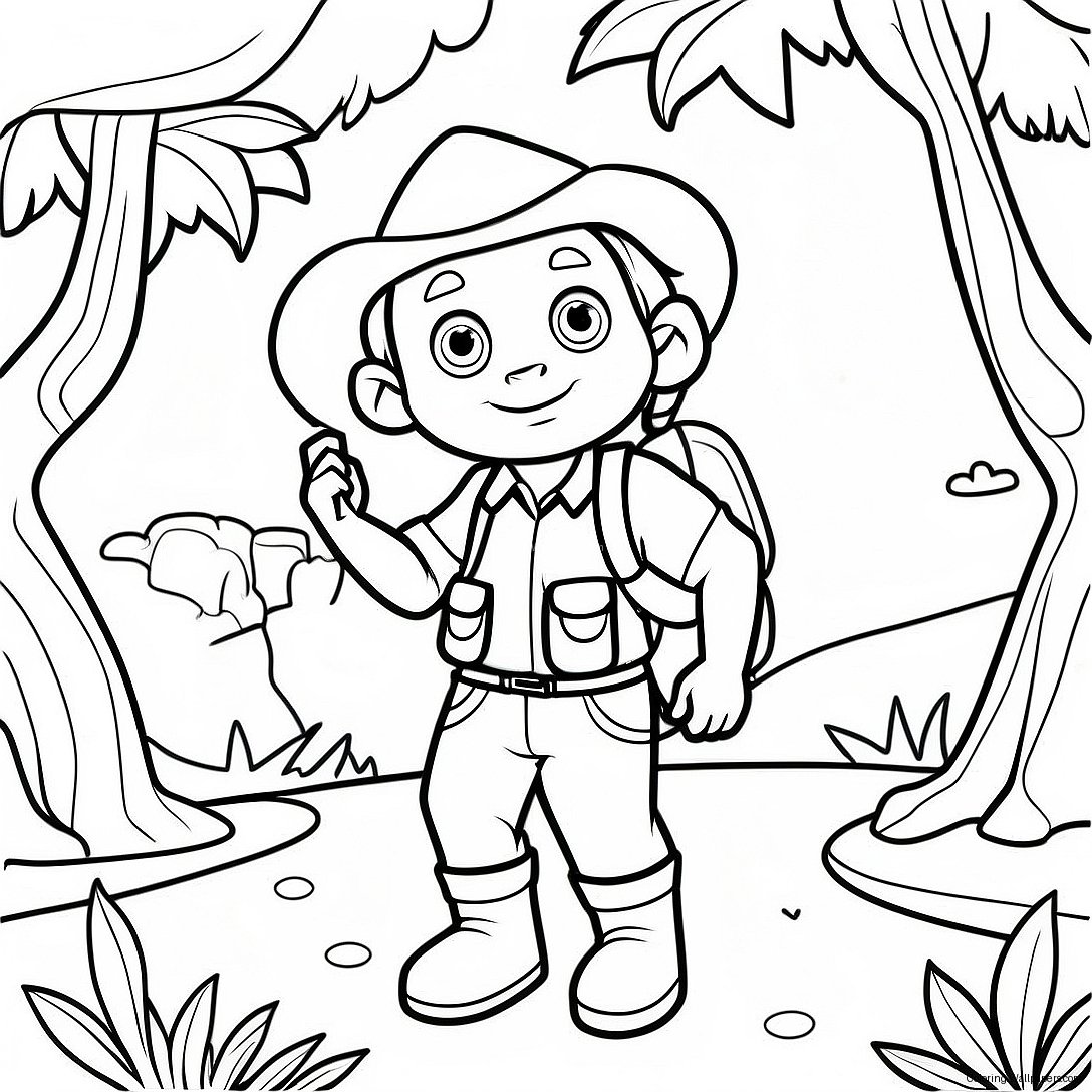 Adventurous Tracker In The Jungle Coloring Page 31869