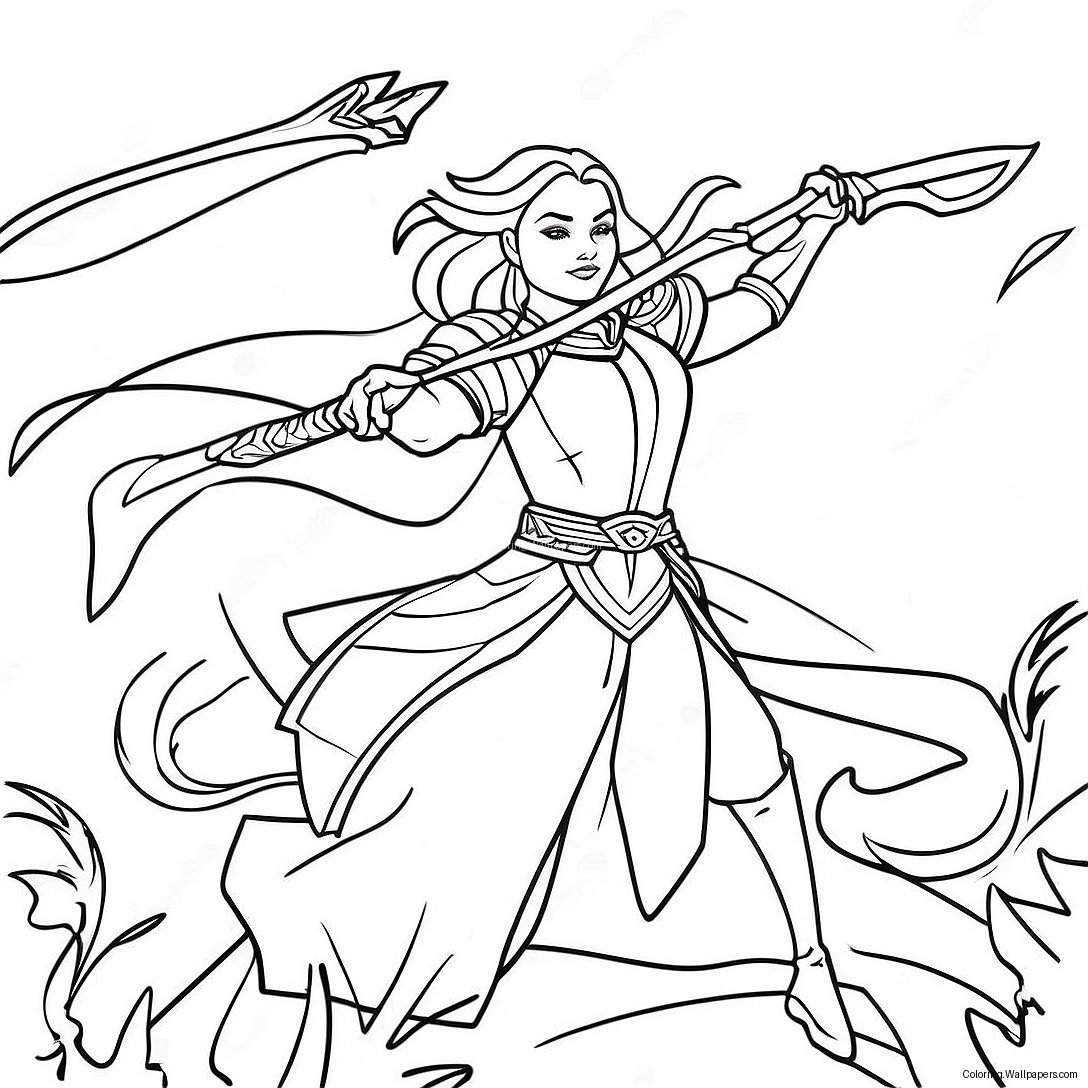 Aelin Galathynius En Bataille À Colorier 43617