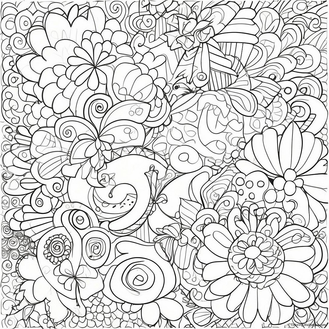 Aesthetic Preppy Patterns Coloring Page 7790