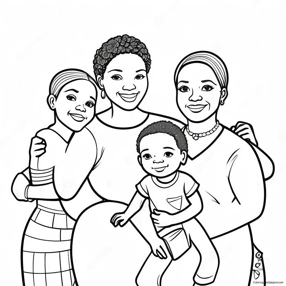 Página Para Colorear De Familia Afroamericana Juntos 26481