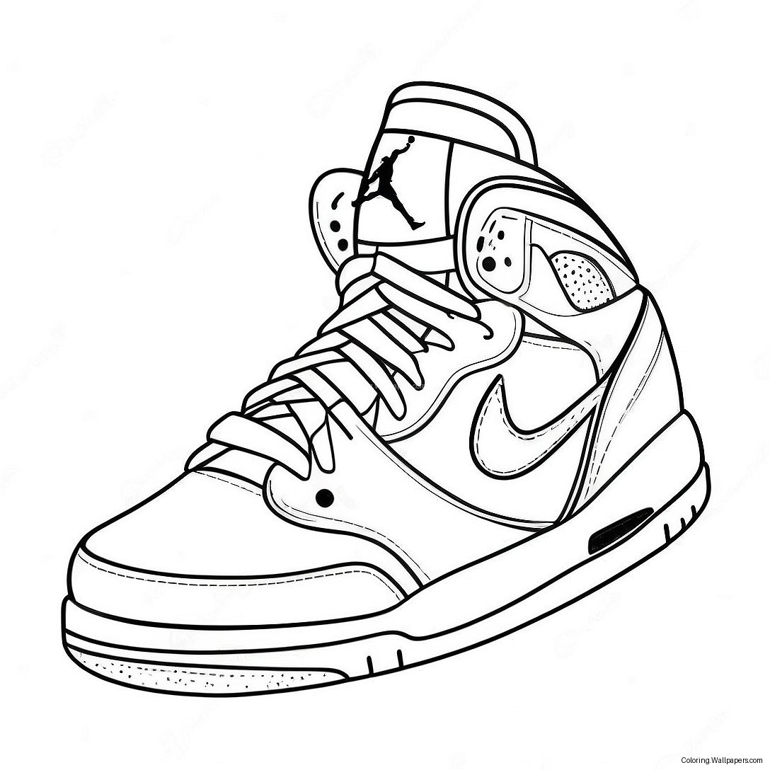 Página Para Colorir Dos Tênis Air Jordan Em Ação 14986