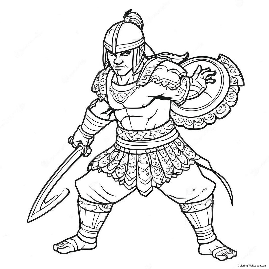 Akaza In Battle Pose Coloring Page 15820