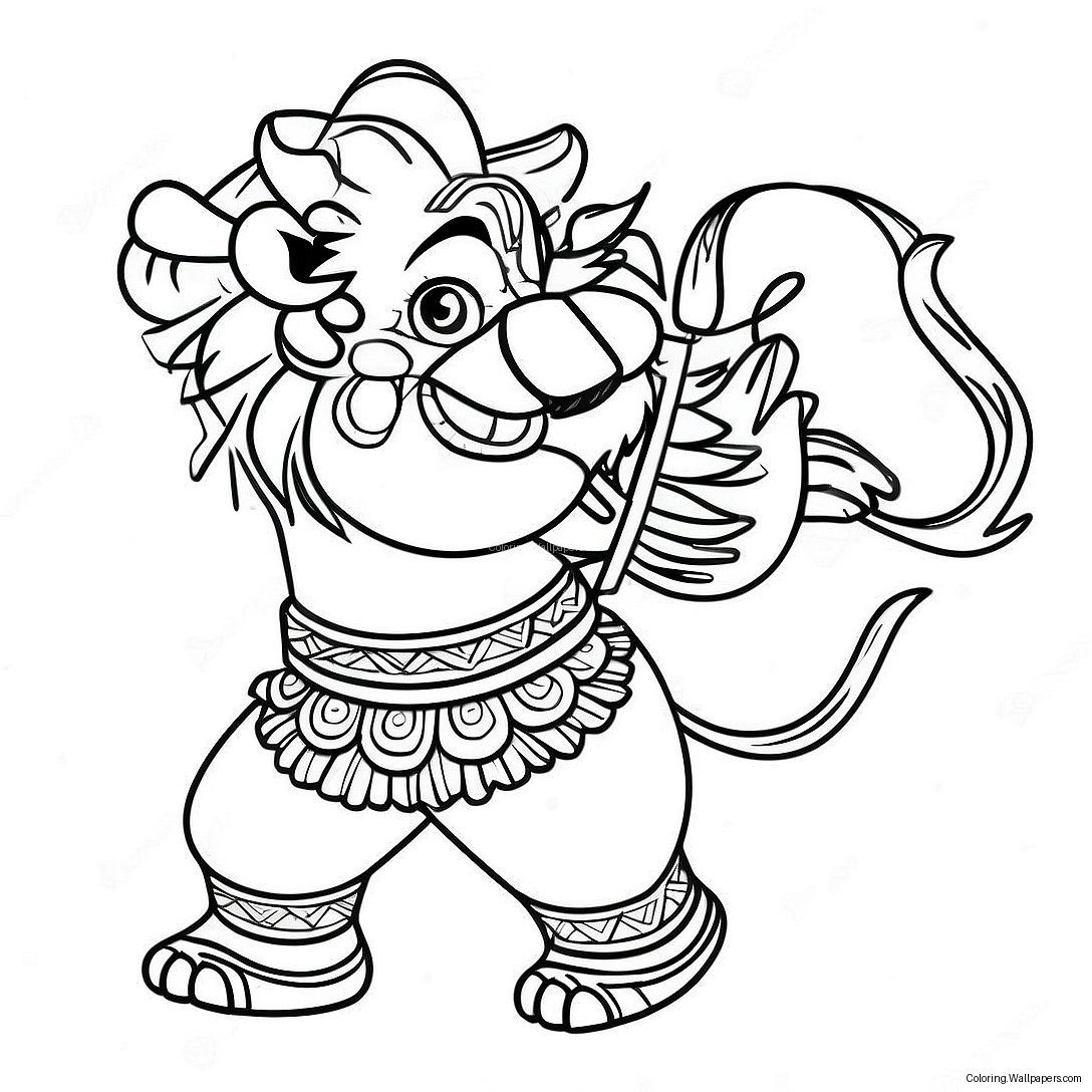 Alex The Lion Dancing Coloring Page 32685