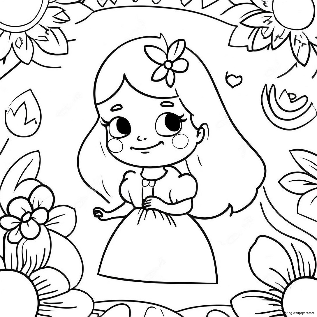 Alice In Wonderland Colorful Flowers Coloring Page 35061