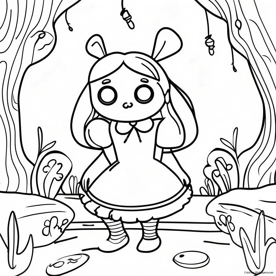 Alice In Wonderland Trippy Coloring Page 24563