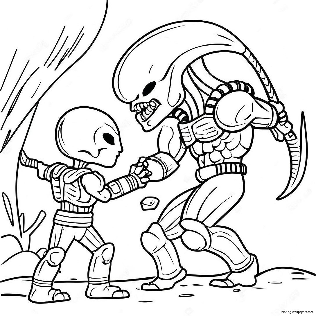 Alien Vs Predator Taistelukohtaus Värittämissivu 27506