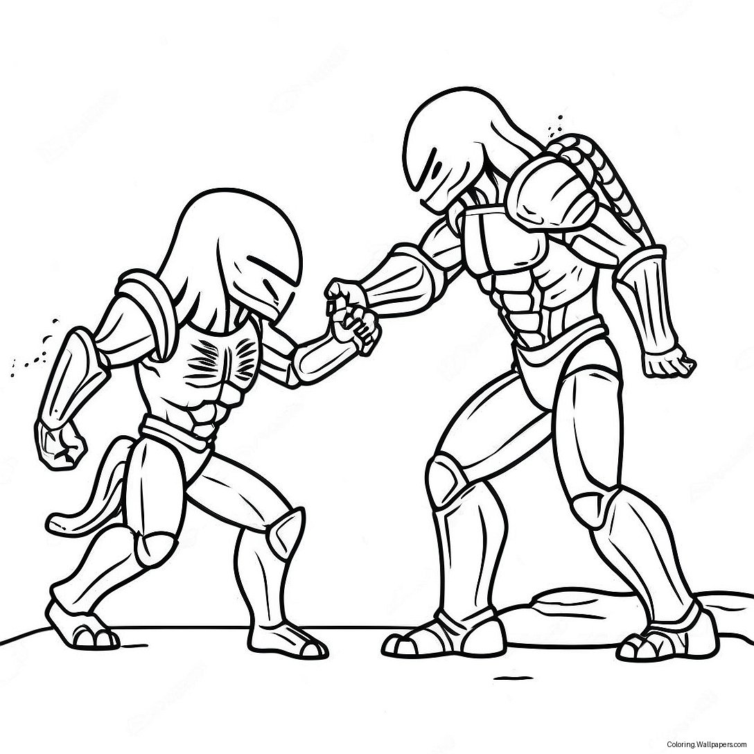 Alien Vs Predator Battle Scene Coloring Page 27508