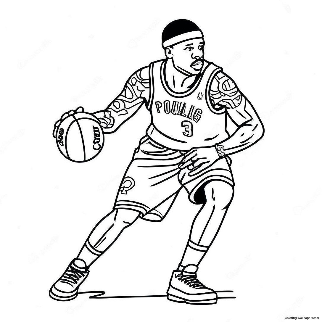 Allen Iverson Dribbling Coloring Page 36024